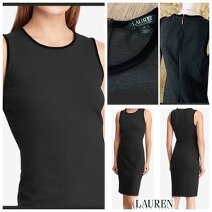 Ralph Lauren Sleeveless Velvet Trim Cocktail Dress